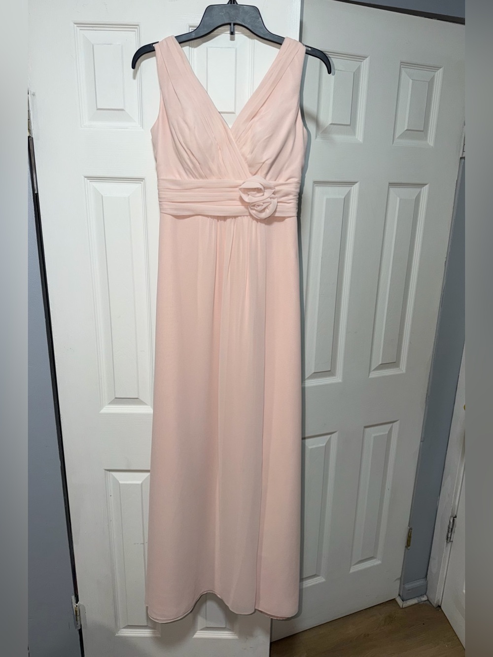 Bill Levkoff Blush Pink V-Neck Chiffon Empire Waist Gown